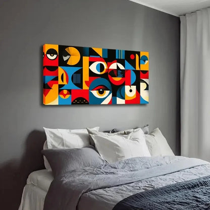 Vibrant Geometric Shapes Modern Wall Art Canvas Office Home Room Framed 120x60cm - Bella Home Decor