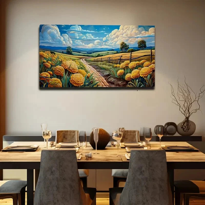 Countryside Blooming Wall Art Canvas Office Home Room Framed 120x60cm
