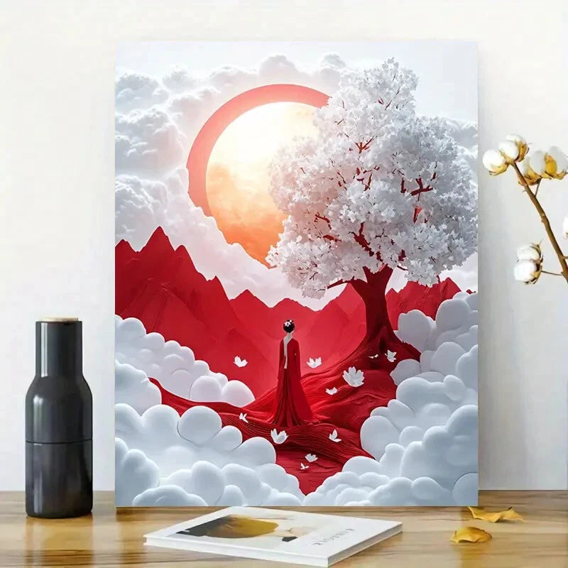 Young Japanese Woman Stands in Front of an Enormous  40x60cm Metal Print Ready to Hang