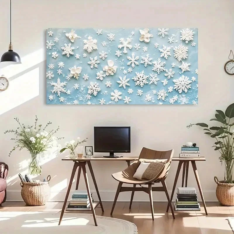 Floral Snowflake Modern Deco Wall Art Canvas Office Home Room Framed 120x60cm - Bella Home Decor