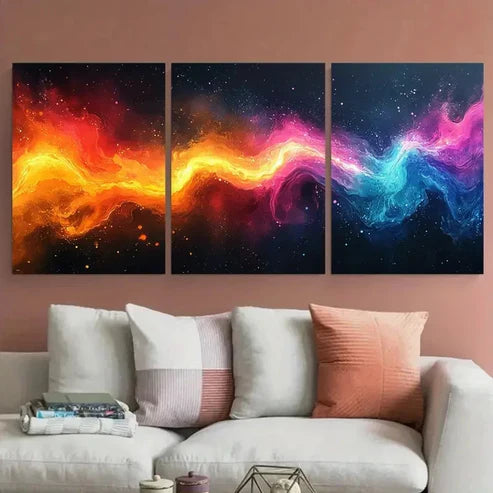 3pcs Vibrant Abstract Neon Modern Perfect Wall Art Set Canvas Unframed - High Quality Print 100% Australian Made Wall Canvas