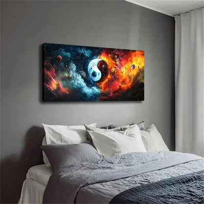 Yin Yang Planetary Symbol Décor Wall Art Canvas Office Home Room Framed 120x60cm - Bella Home Decor