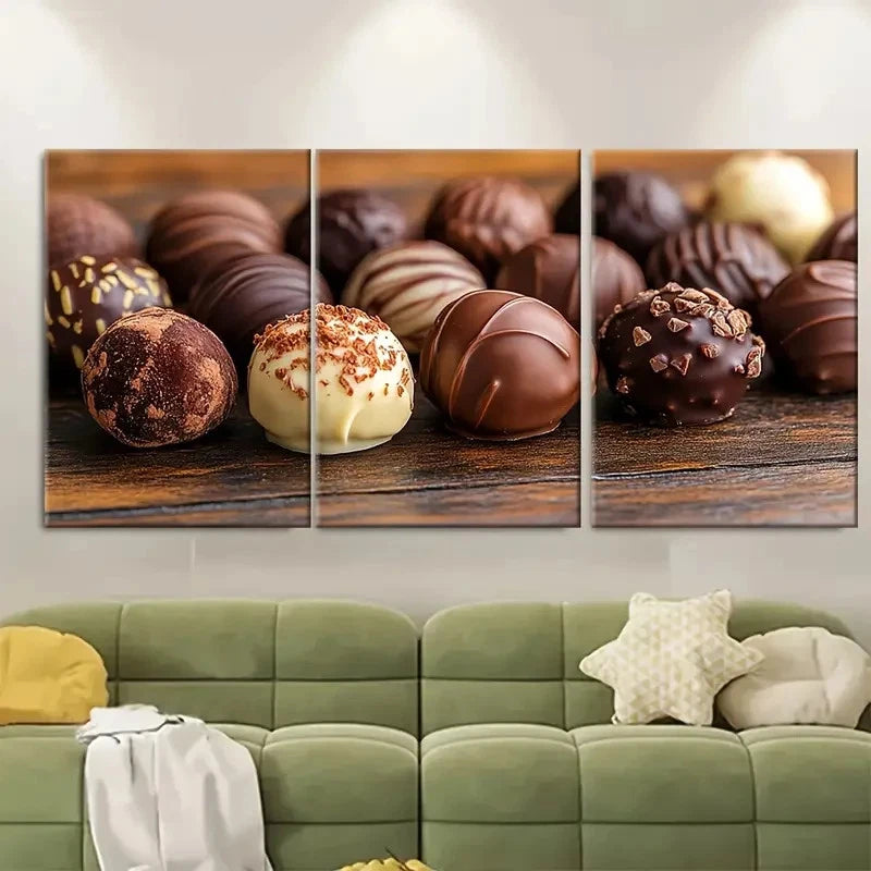 3pcs Candies and Truffles Photography Metal Print Ready to Hang Art - Bella Home Decor