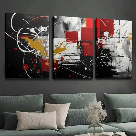 3pcs Style Abstract Geometric Color BM Wall Art Set Canvas Framed 60x90cm - High Quality Print 100% Australian Made Wall Canvas Ready to Hang