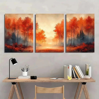 3pcs Giclée Autumn Maple Leaves Starry Perfect Wall Art Set Canvas Framed 40x60cm - High Quality Print 100% Australian Made Wall Canvas Ready to Hang - Bella Home Decor