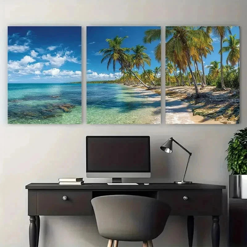 3pcs Dominican Republic Caribbean Perfect Wall Art Set Canvas Framed 50x70cm - High Quality Print 100% Australian Made Wall Canvas Ready to Hang - Bella Home Decor