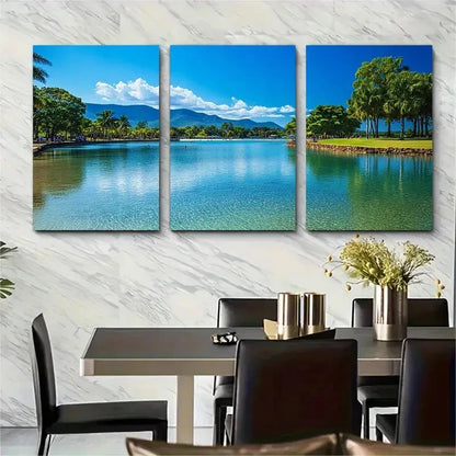 3pcs Cairns Australia Lake View l   Wall Wall Art Set Canvas Framed 60x90cm - High Quality Print 100% Australian Made Wall Canvas Ready to Hang - Bella Home Decor
