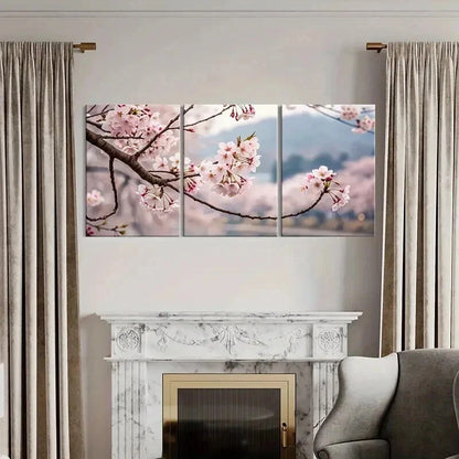 3pcs Sakura Cherry Blossom Tree Branch & Flowers Wall Art Set Canvas Framed 50x70cm - High Quality Print 100% Australian Made Wall Canvas Ready to Hang - Bella Home Decor