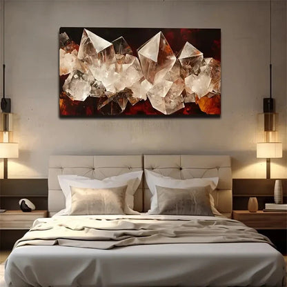 Abstract Crystal Design Wall Art Canvas Office Home Room Framed 120x60cm