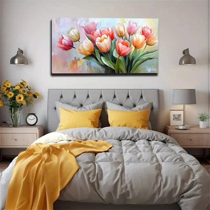 Pink Bouquets Impressionist Wall Art Canvas Office Home Room Framed 120x60cm