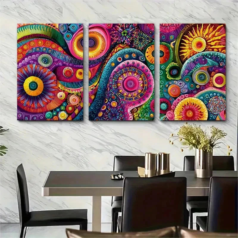 3pcs Maximalist Bundle Funky Retro Prefect Wall Art Set Canvas Framed 40x60cm - High Quality Print 100% Australian Made Wall Canvas Ready to Hang