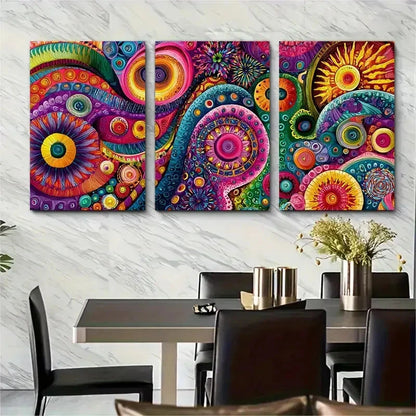 3pcs Maximalist Bundle Funky Retro Prefect Wall Art Set Canvas Framed 40x60cm - High Quality Print 100% Australian Made Wall Canvas Ready to Hang