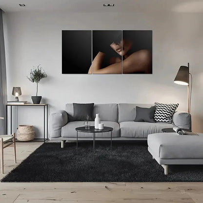 3pcs Modern Abstract Black and White Woman Metal Print Ready to Hang Art