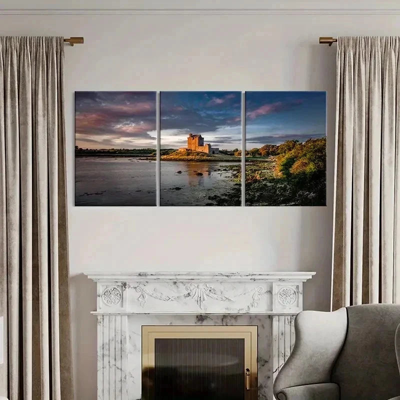 3pcs Forest Lake House Natural Landscape Wall Art Set Canvas Framed 40x60cm - High Quality Print 100% Australian Made Wall Canvas Ready to Hang - Bella Home Decor