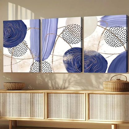 3pcs Purple Abstract Geometric Elegant Black Dot Set Canvas Unframed - High Quality Print 100% Australian Made Wall Canvas