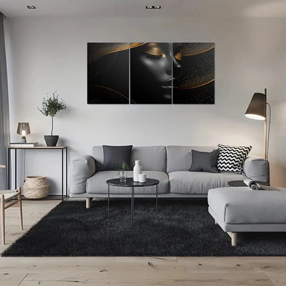 3pcs Golden Elegance Abstract Metal Print Ready to Hang Art - Bella Home Decor