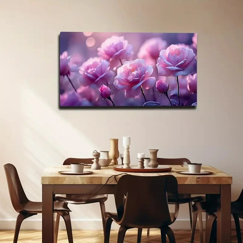 Vivid Ecological Pink Rose Wall Art canvas office home room framed 120x60cm