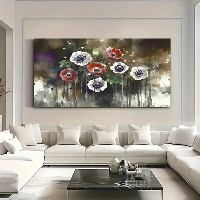 Realistic Pastoral Flower Decor Wall Art Canvas Office Home Room Framed 120x60cm