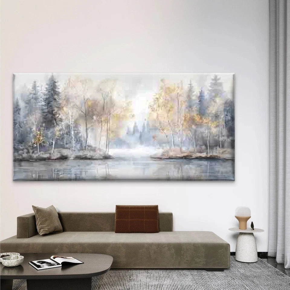 Abstract Forest River Wall Art Canvas Office Home Room Framed 120x60cm