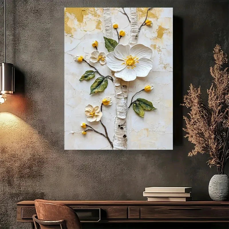 Beautiful Modern Vintage Floral Spring Bloom Painting 40x60cm Metal Print Ready to Hang - Bella Home Decor