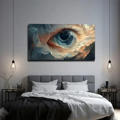 Eye & Mountain Clouds Abstract Wall Art Canvas Office Home Room Framed 120x60cm - Bella Home Decor