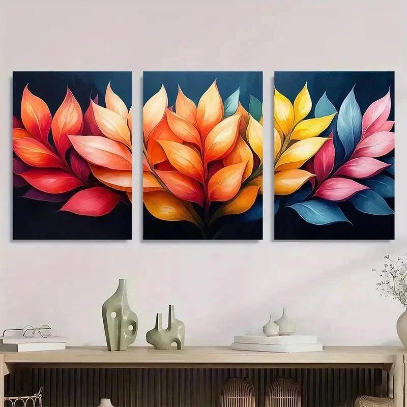 3pcs Vibrant Heliconia Lobster Claw Perfect Wall Art Set Canvas Framed 50x70cm - High Quality Print 100% Australian Made Wall Canvas Ready to Hang