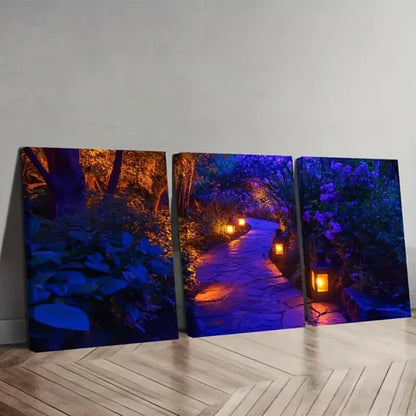 3pcs Twilight Garden Pathway Wall Art Set Canvas Unframed - High Quality Print 100% Australian Made Wall Canvas