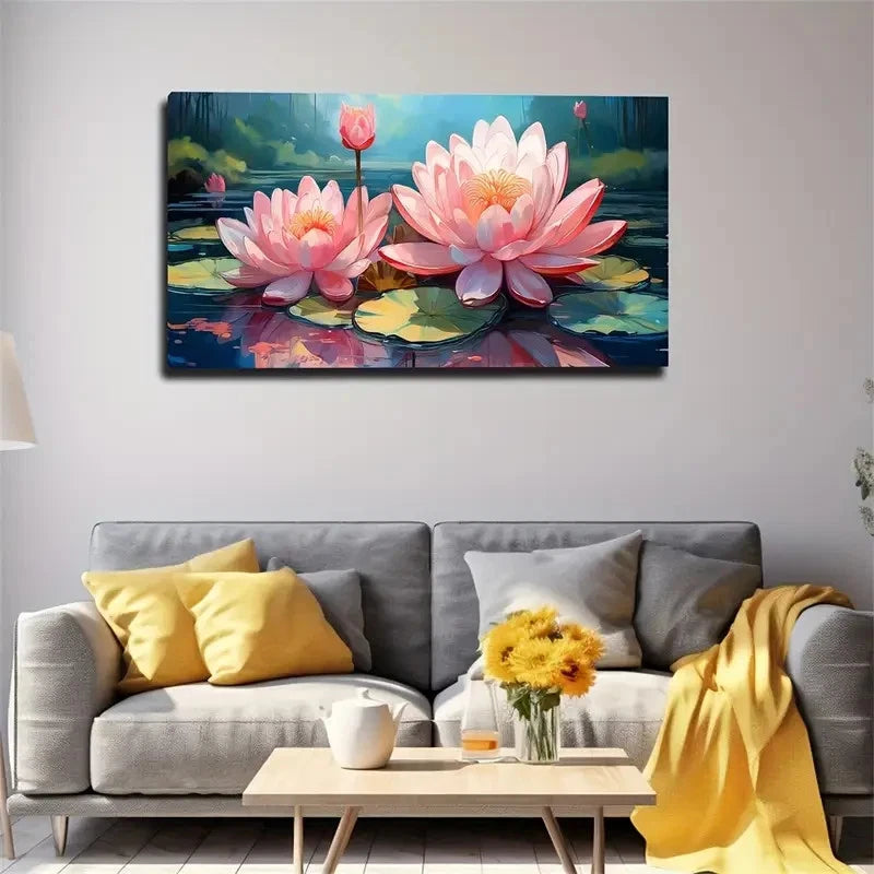Elegant For Lotus Fresh Wall Art Canvas Office Home Room Framed 120x60cm