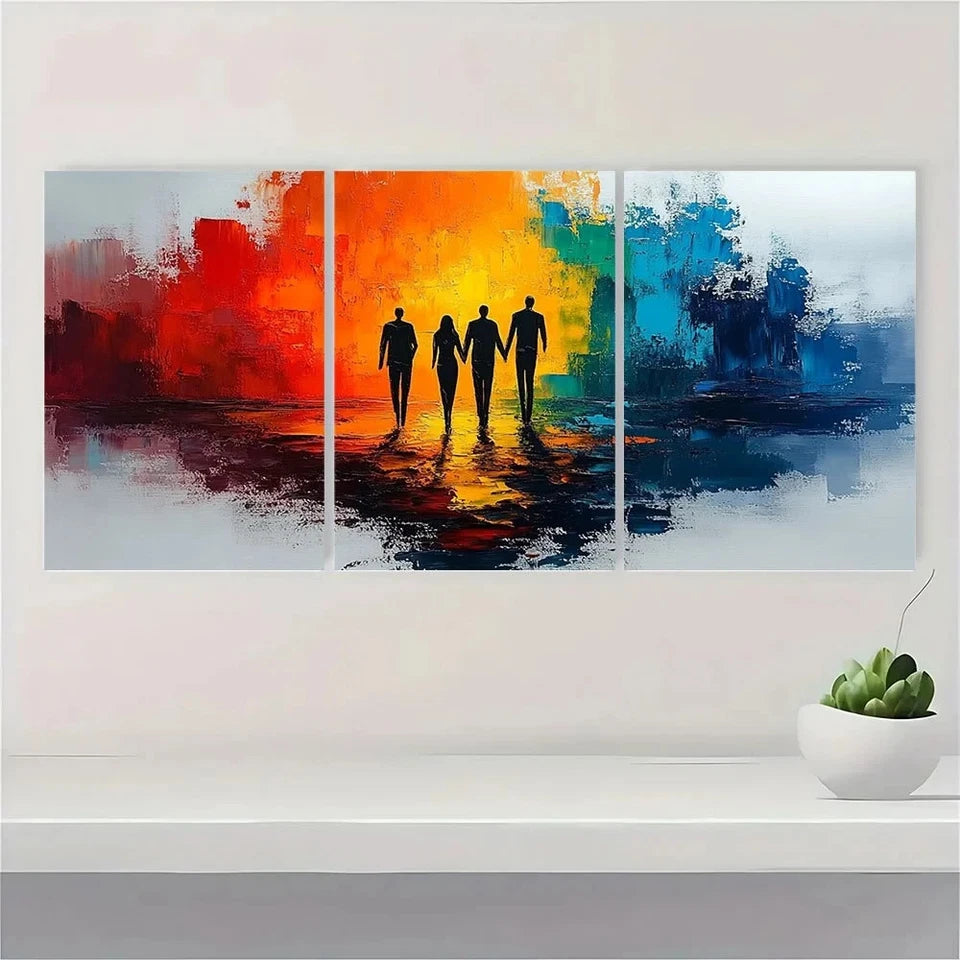 3pcs Abstract Human Figures Modern Abstract Metal Print Ready to Hang Art - Bella Home Decor