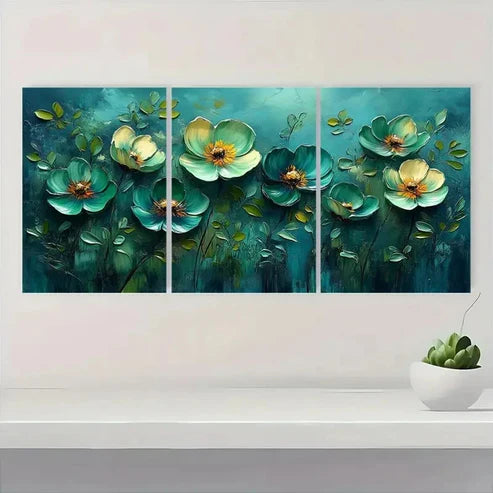 3pcs Abstract Modern Floral Acrylic Wall Art Canvas Unframed - High Quality Print 100% Australian Made Wall Canvas