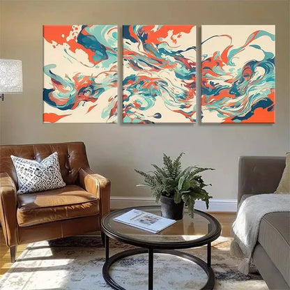3pcs Mint Swirls Dynamic Contemporary Wall Art Canvas Unframed - High Quality Print 100% Australian Made Wall Canvas