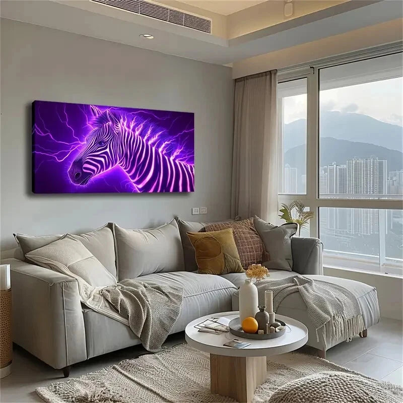 Modern Décor with Purple Light Wall Art Canvas Office Home Room Framed 120x60cm - Bella Home Decor