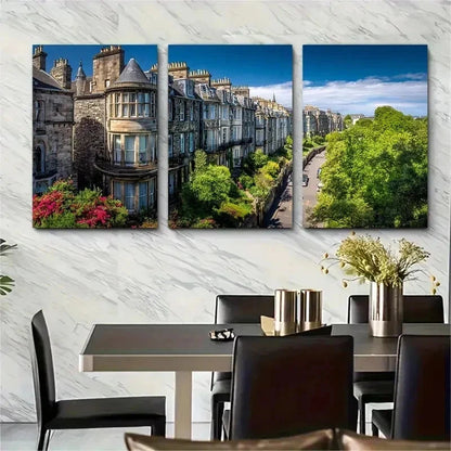 3pcs Andrews Cityscape Scotland Home Perfect Wall Art Set Canvas Framed 50x70cm - High Quality Print 100% Australian Made Wall Canvas Ready to Hang - Bella Home Decor