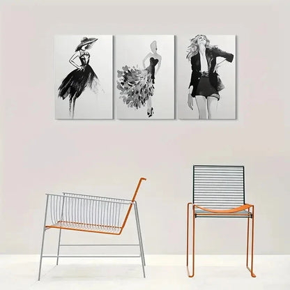 3pcs Abstract Fashion Women Silhouette Metal Print Ready to Hang Art - Bella Home Decor