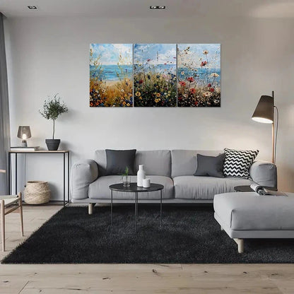3pcs Beachside Wildflower Botanical Metal Print Ready to Hang Art - Bella Home Decor