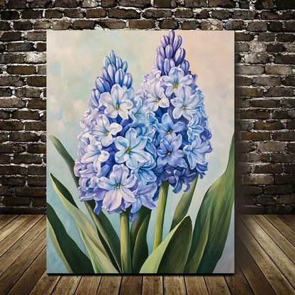 Beautiful Vibrant Blue Hyacinth Flowers Painting 40x60cm Metal Print Ready to Hang - Bella Home Decor