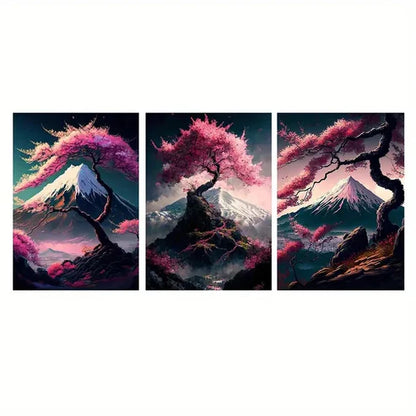 3pcs Abstract Cherry Tree Nature  Wall Art Set Canvas Unframed - High Quality Print 100% Australian Made Wall Canvas - Bella Home Decor