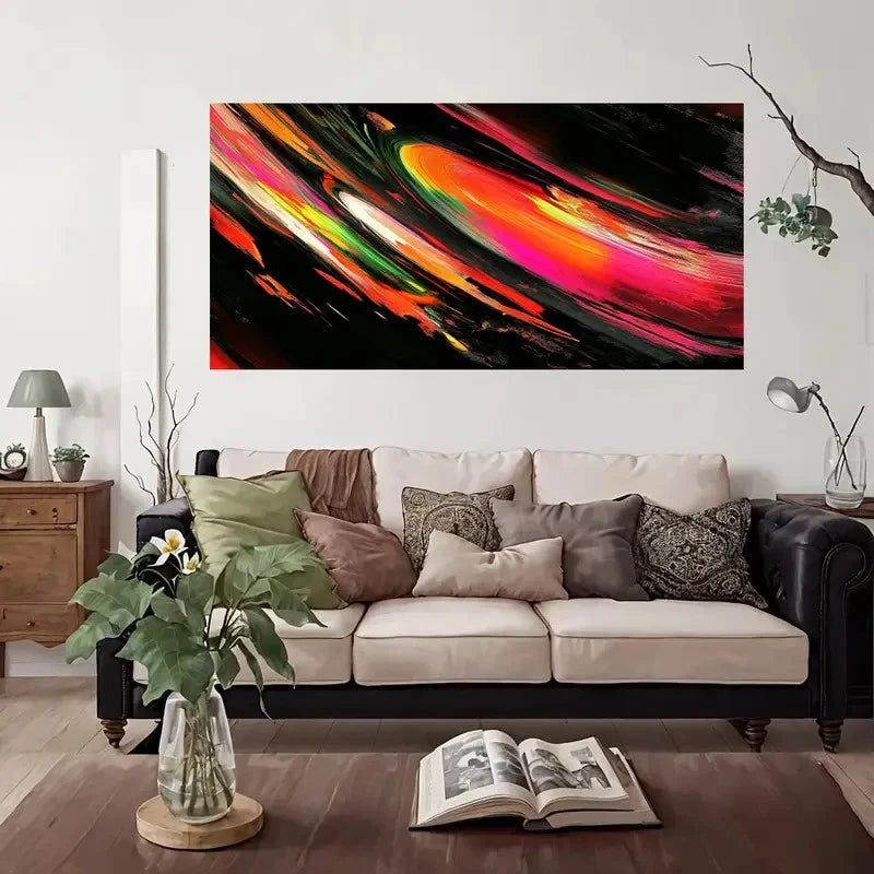 Abstract Colorful Swirl Wall Art Canvas Office Home Room Framed 120x60cm