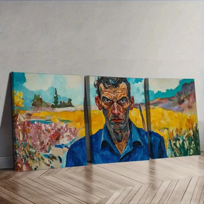 3pcs Each, Ugly Man in Blue Shirt Wall Art Set Canvas Framed 60x90cm - High Quality Print 100% Australian Made Wall Canvas Ready to Hang - Bella Home Decor