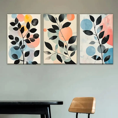 3pcs A painting of leaves and branches Wall Art Set Canvas Framed 50x70cm - High Quality Print 100% Australian Made Wall Canvas Ready to Hang - Bella Home Decor