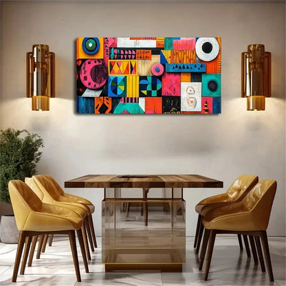Abstract Geometric Shapes Wall Art Canvas Office Home Room Framed 120x60cm - Bella Home Decor
