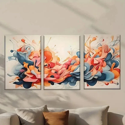 3pcs Abstract Orange and Blue painting Wall Art Set Canvas Framed 40x60cm - High Quality Print 100% Australian Made Wall Canvas Ready to Hang - Bella Home Decor