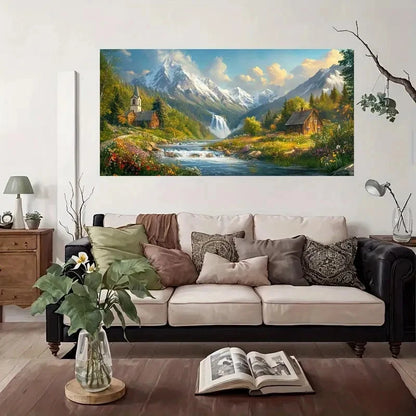 Nature Waterfall Mountain Wall Art Canvas Office Home Room Framed 120x60cm