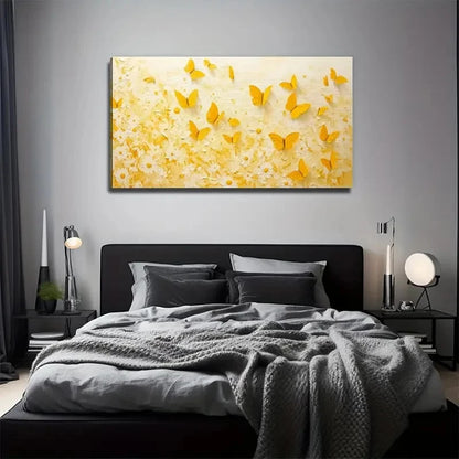 Yellow Butterfly Suitable Wall Art Canvas Office Home Room Framed 120x60cm