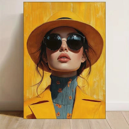 Abstract Vintage Woman Portrait 60x90cm Metal Print Ready to Hang