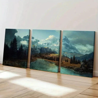 3pcs Mountains Forests and Castle Wall Art Canvas Unframed – High Quality Print 100% Australian Made Wall Canvas