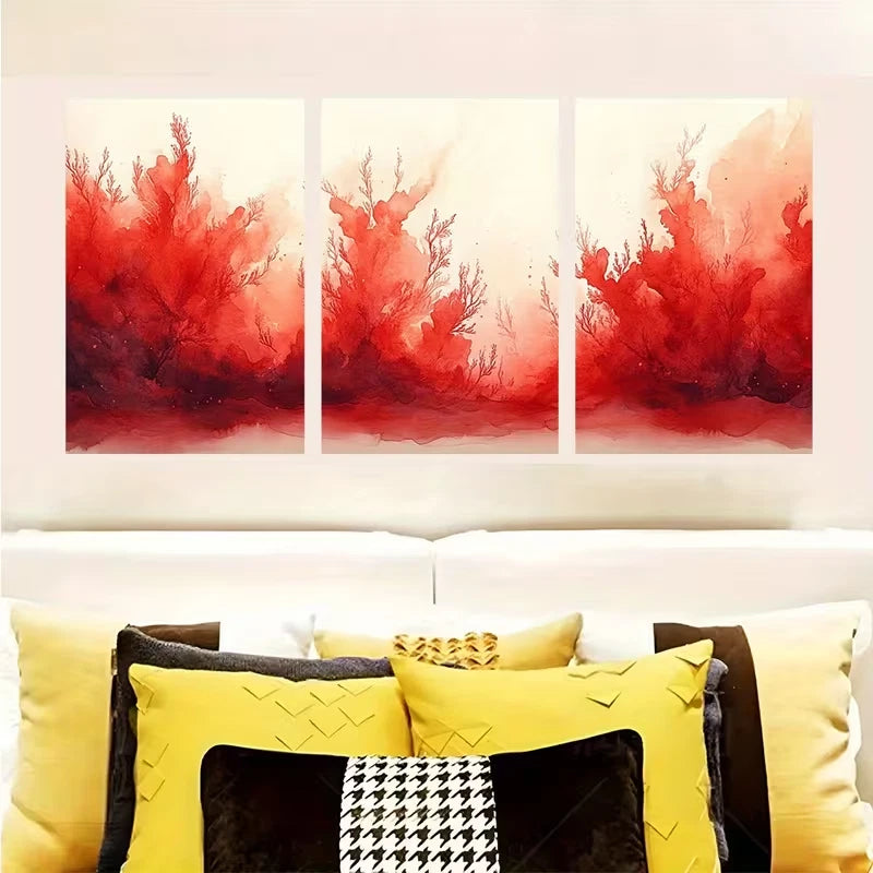 3pcs Red Sea Nature Coral Painting  Wall Art Set Canvas Framed 40x60cm - High Quality Print 100% Australian Made Wall Canvas Ready to Hang