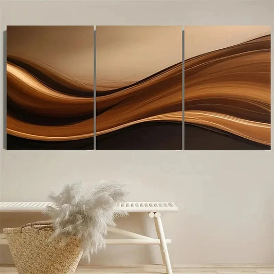 3pcs Minimalist Elegance Abstract Waves Wall Art Set Canvas Framed 60x90cm - High Quality Print 100% Australian Made Wall Canvas Ready to Hang