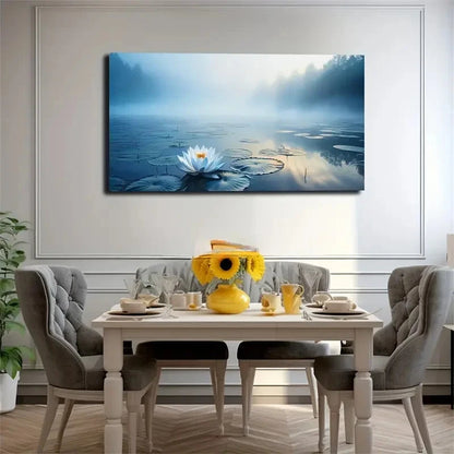Serene White For Lotus Flower Wall Art Canvas Office Home Room Framed 120x60cm