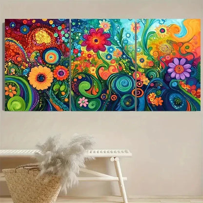 3pcs Abstract Colorful Art Floral Scenery Wall Art Set Canvas Unframed - High Quality Print 100% Australian Made Wall Canvas - Bella Home Decor